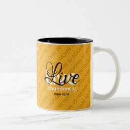 Caneca De Café Em Dois Tons Escritura de Vida Abundante VIVE ABUNDANTEMENTE Jo