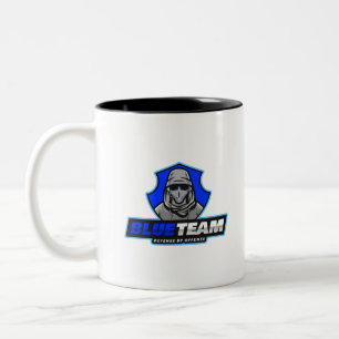 Caneca De Café Em Dois Tons Escudo da equipe azul da Cyber Security