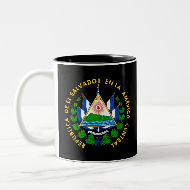 Caneca De Café Em Dois Tons Escudo de El Salvador (Esquerda)