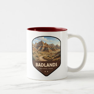 Caneca De Café Em Dois Tons Escudo do Parque Nacional Badlands
