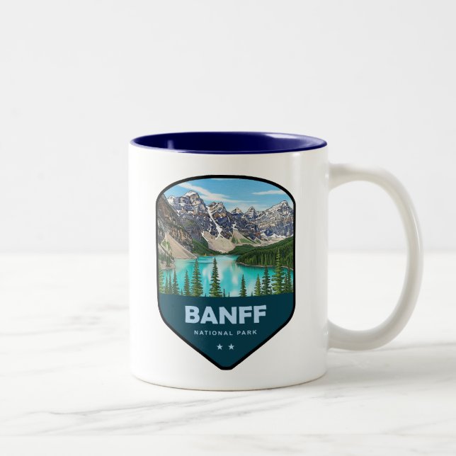 Caneca De Café Em Dois Tons Escudo do Parque Nacional Banff (Direita)