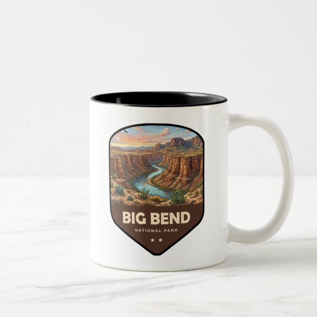 Caneca De Café Em Dois Tons Escudo do Parque Nacional Big Bend (Direita)