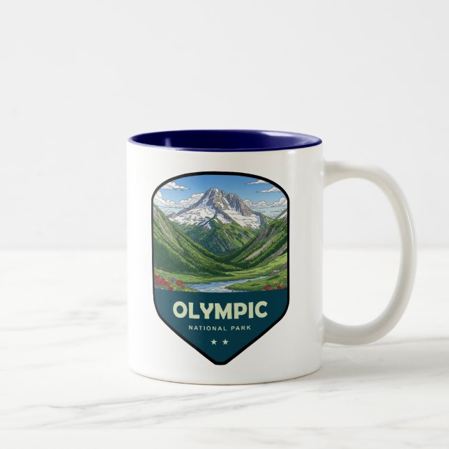Caneca De Café Em Dois Tons Escudo do Parque Nacional Olímpico (Direita)