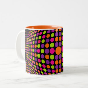 Caneca De Café Em Dois Tons Esfera de Ponto de Meia-Tinta Retro