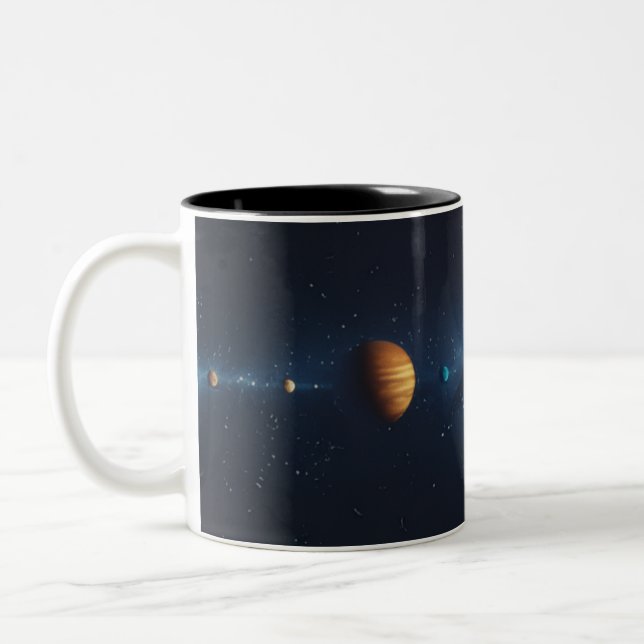 Caneca De Café Em Dois Tons  Espacio Exterior con Alineación de Planeta (Esquerda)