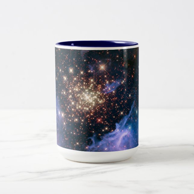 Caneca De Café Em Dois Tons Espaço estrelado da astronomia do Supernova do céu (Centro)
