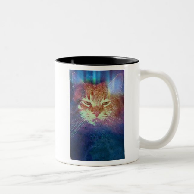 Caneca De Café Em Dois Tons Espaço Gatinho Diz Ler Minha Caneta De Olhos (Direita)