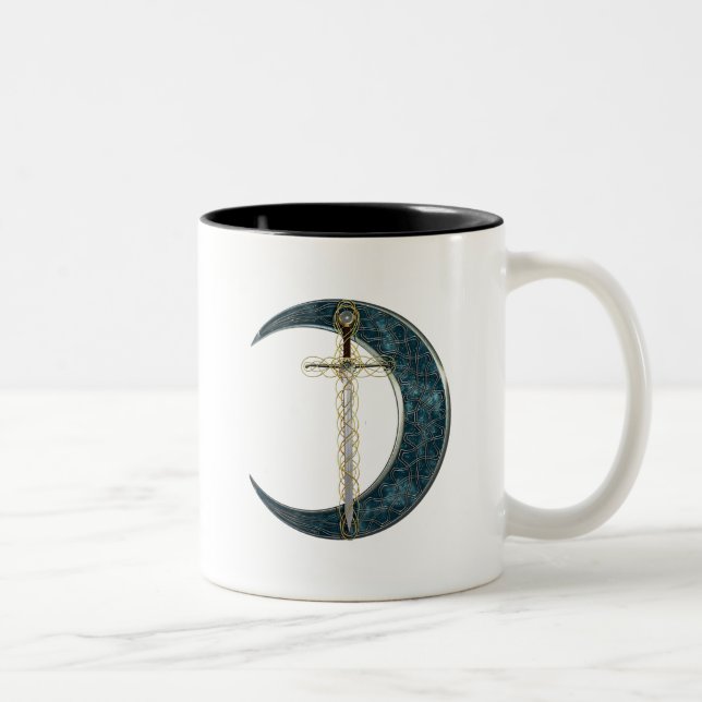 Caneca De Café Em Dois Tons Espada e lua celtas (Direita)