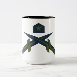 Caneca De Café Em Dois Tons Espadas Cruzadas Patrióticas e Estrela Militar