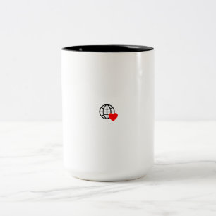 Caneca De Café Em Dois Tons Espalhar amor e unidade - Coração e Globo Coffee M