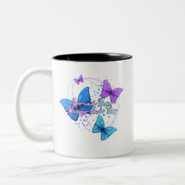 Caneca De Café Em Dois Tons Espalhe suas asas e voe borboleta
