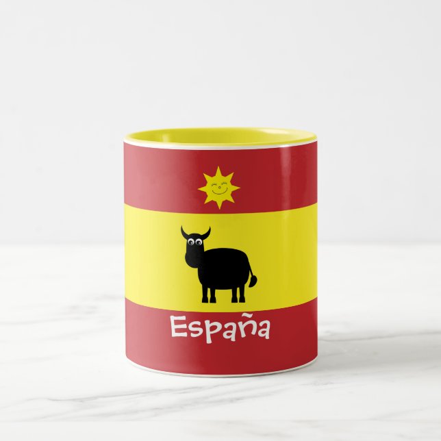 Caneca De Café Em Dois Tons Espanhol bonito Bull, Sun & bandeira (Centro)