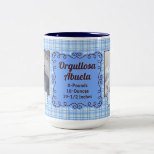 Caneca De Café Em Dois Tons ESPANHOL Orgulhosa Vovó Xadrez Azul