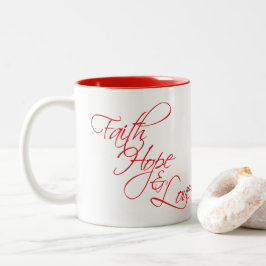 Caneca De Café Em Dois Tons Esperança e amor da fé --Os três grandes presentes