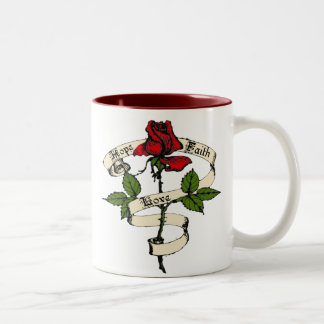 Caneca De Café Em Dois Tons Esperança, fé, amor