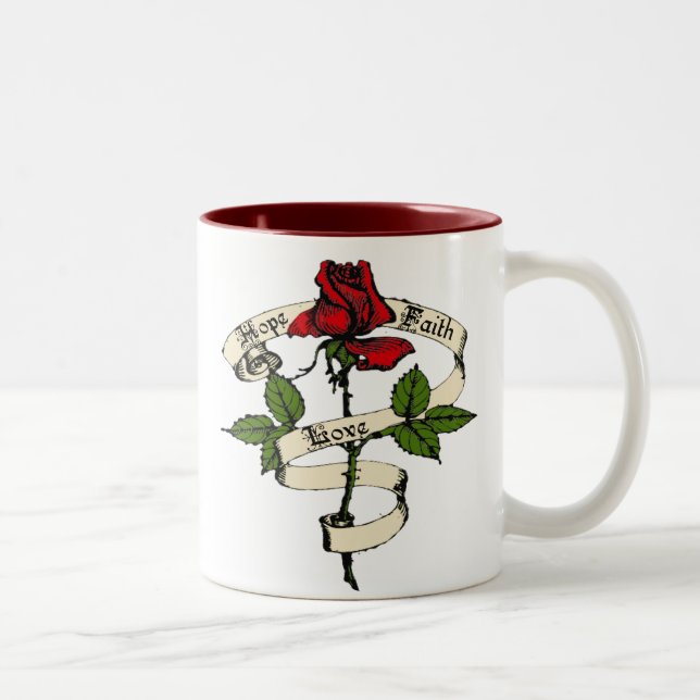 Caneca De Café Em Dois Tons Esperança, fé, amor (Direita)