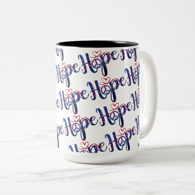 Caneca De Café Em Dois Tons Esperança para a paz, café mug (Frente Esquerda)