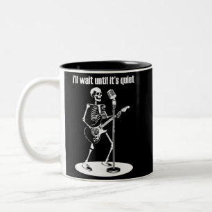 Caneca De Café Em Dois Tons Esperarei até que seja um guitarra esquelética sof