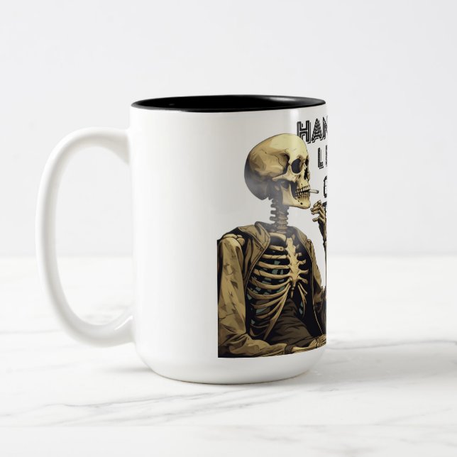 Caneca De Café Em Dois Tons Espere, deixe-me pensar demais. (Esquerda)