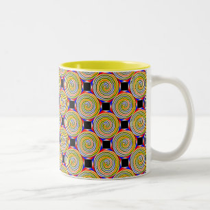 Caneca De Café Em Dois Tons Espirais amarelos de Kenneth Yoncich