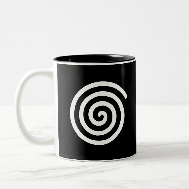 Caneca De Café Em Dois Tons Espiral Branco em Preto (Esquerda)
