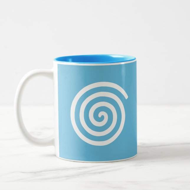 Caneca De Café Em Dois Tons Espiral Branco em Turquesa (Esquerda)