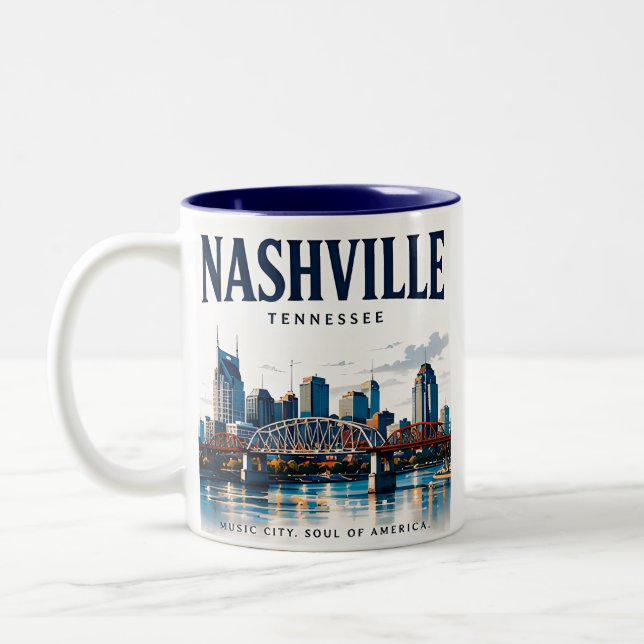Caneca De Café Em Dois Tons Espírito da Cidade Musical de Nashville (Esquerda)