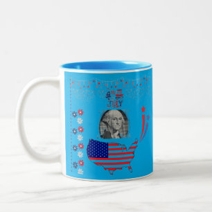 Caneca De Café Em Dois Tons Espírito da independência americana azul