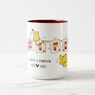 Caneca De Café Em Dois Tons Esposa da Bandeira Lésbica Sunset Sempre & Eternam