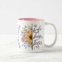 Caneca De Café Em Dois Tons Esposa de Girassol Mãe Chefe Mug de Dois Toneladas