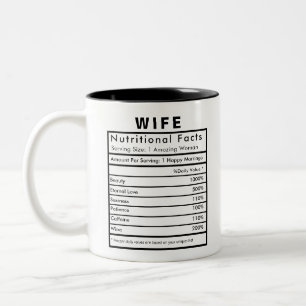 Caneca De Café Em Dois Tons Esposa Fatos Nutricionais Estatísticas Engraçada