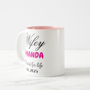Caneca De Café Em Dois Tons Esposa personalizado casal casado