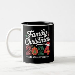 Caneca De Café Em Dois Tons Esquadra de Natal da Família 2024, que Combina com