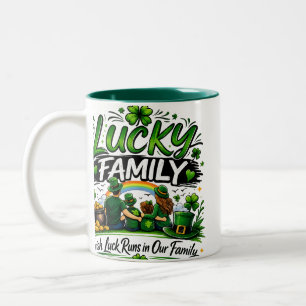 Caneca De Café Em Dois Tons Esquadrão da Família Sortuda Trevo Irlandês Dia de