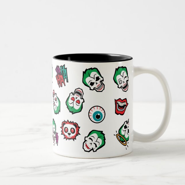 Caneca De Café Em Dois Tons Esquadrão Suicida | Coringa Emoji Pattern (Direita)