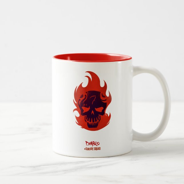 Caneca De Café Em Dois Tons Esquadrão Suicida | Ícone Diablo Head (Direita)