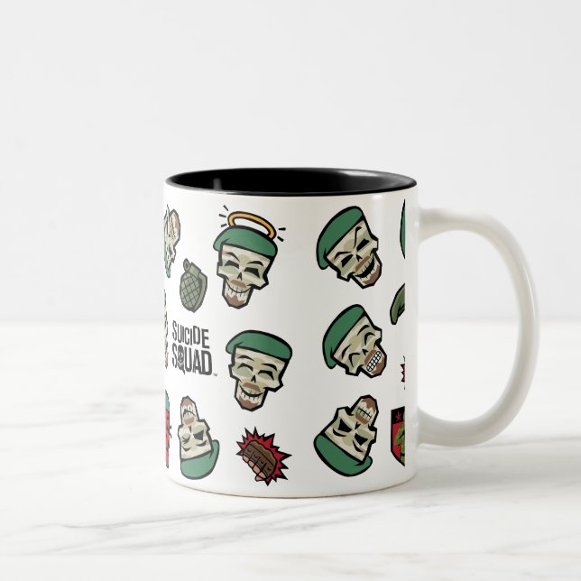 Caneca De Café Em Dois Tons Esquadrão Suicida | Padrão Emoji De Sinalizador Do (Direita)