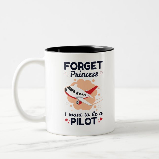 Caneca De Café Em Dois Tons Esqueça Princesa Eu Quero Ser Piloto (Esquerda)