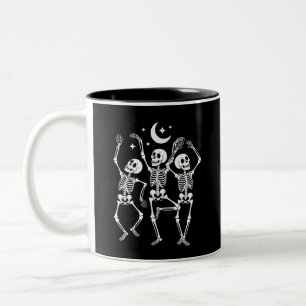Caneca De Café Em Dois Tons Esqueleto Dançante Feliz Halloween Outono Caveira