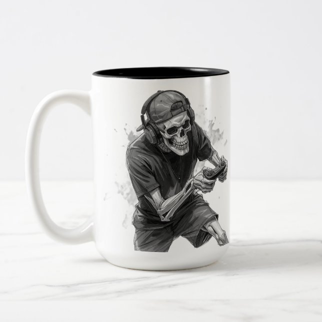 Caneca De Café Em Dois Tons Esqueleto de Jogador  (Esquerda)