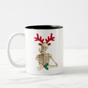 Caneca De Café Em Dois Tons esqueleto de renas de natal