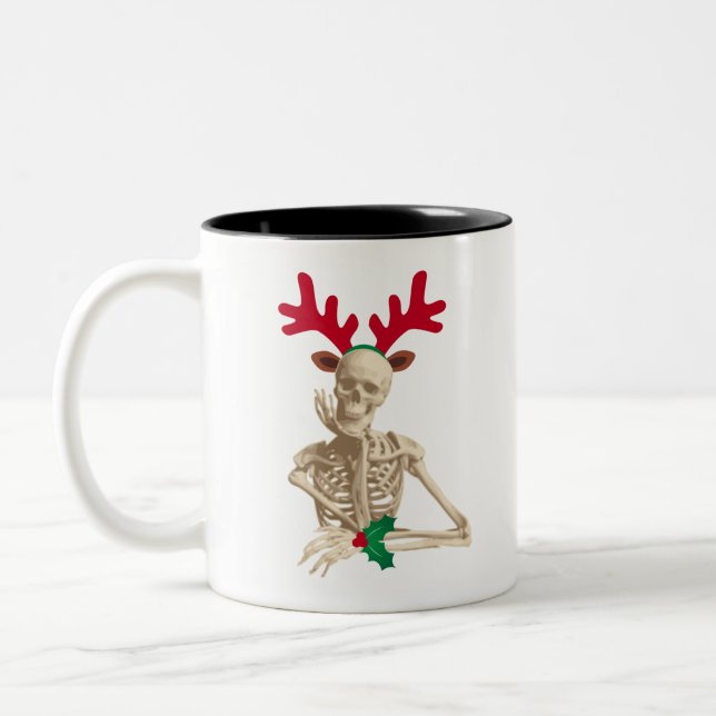 Caneca De Café Em Dois Tons esqueleto de renas de natal (Esquerda)