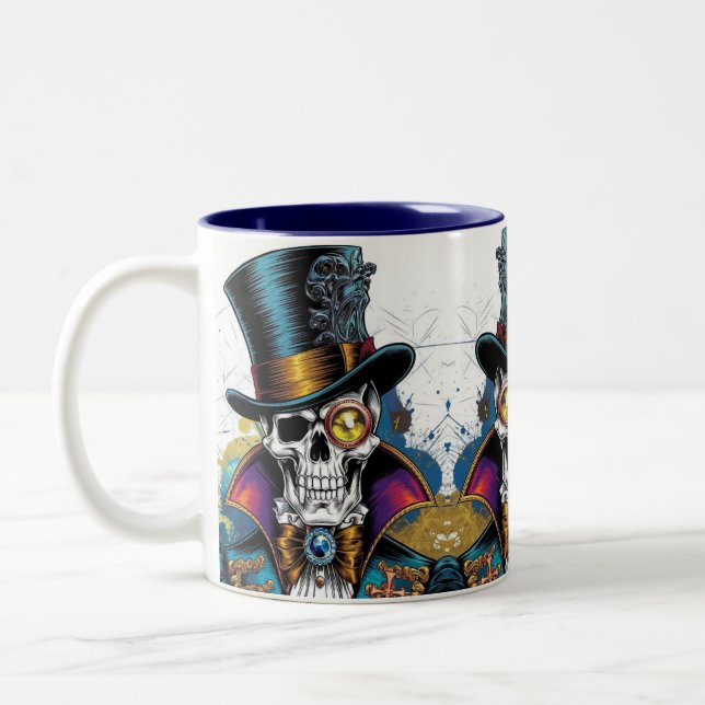 Caneca De Café Em Dois Tons Esqueleto na Elegância Vitoriana (Esquerda)