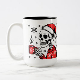 Caneca De Café Em Dois Tons Esqueleto Natal Café Design Divertido de Férias