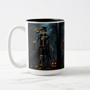 Caneca De Café Em Dois Tons Esqueleto Steampunk