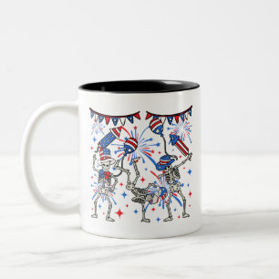 Caneca De Café Em Dois Tons Esqueletos Dançantes Do Dia 4 De Julho