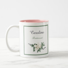 Caneca De Café Em Dois Tons Esquerda Branca Elegante Magnolia Blossom