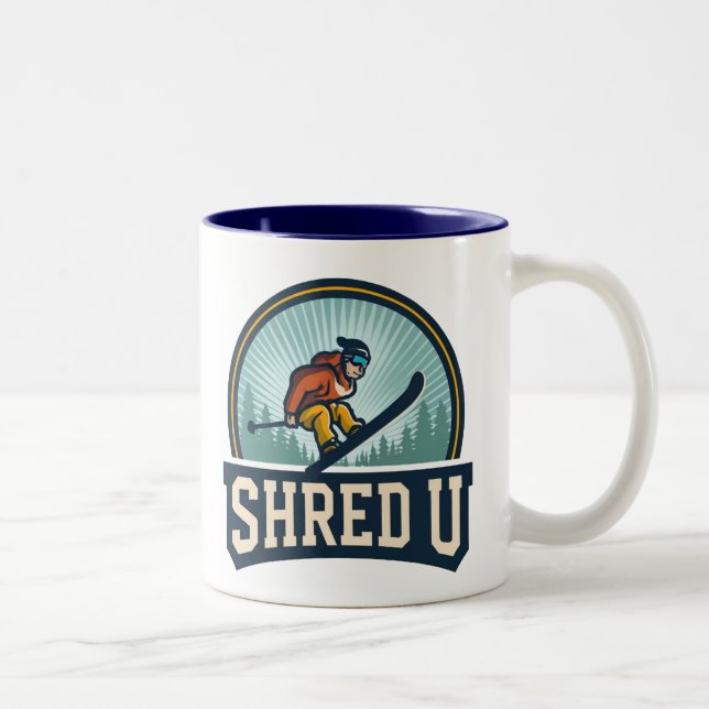 Caneca De Café Em Dois Tons Esqui da Universidade Shred (Direita)