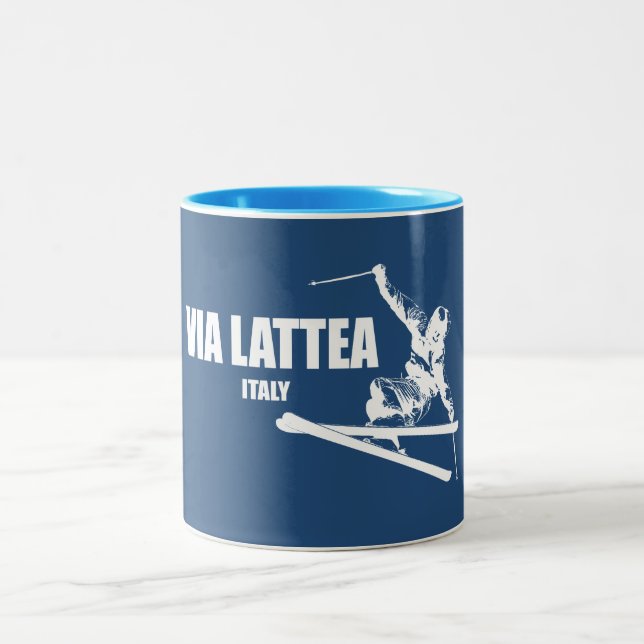 Caneca De Café Em Dois Tons Esquiador da Via Láctea (Centro)