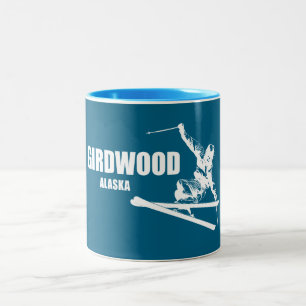Caneca De Café Em Dois Tons Esquiador de Girdwood Alasca
